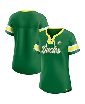 Fanatics Women's Green Oregon Ducks Iconic Athena Lace-Up T-Shirt