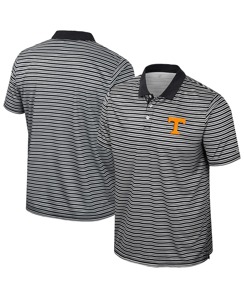 Colosseum Men's Black Tennessee Volunteers Striped Polo Shirt