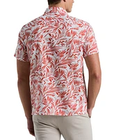 Perry Ellis Men's Short Sleeve Button-Front Abstract Leaf Print Camp Shirt