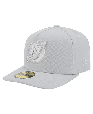 New Era Men's Gray Jersey Devils Color Pack A-Frame 59FIFTY Fitted Hat