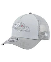 New Era Men's Gray Baltimore Ravens Domain A-Frame Trucker 9FORTY Adjustable Hat