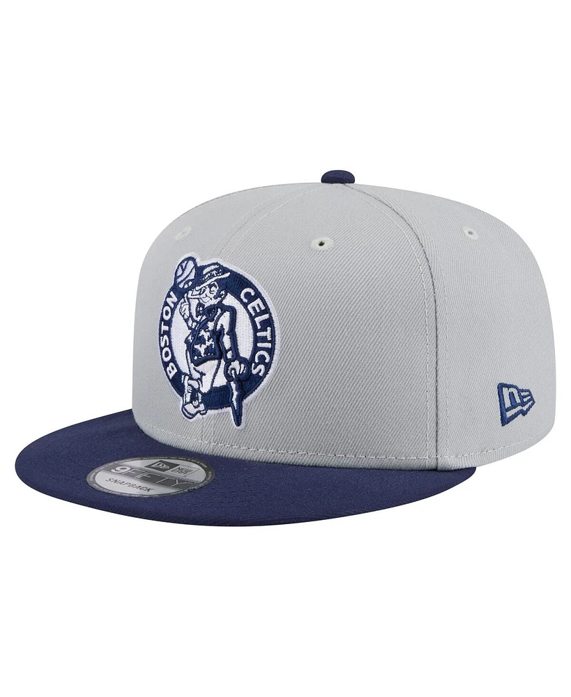 New Era Men's Gray/Navy Boston Celtics Color Pack 2-Tone 9FIFTY Snapback Hat