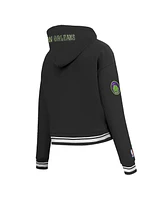 Pro Standard Women's Black New Orleans Pelicans 2024/25 City Edition Chenille Applique Cropped Pullover Hoodie