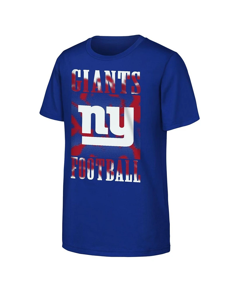 Outerstuff Big Boys and Girls Royal New York Giants Garage Hero T-Shirt