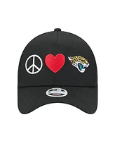 New Era Women's Black Jacksonville Jaguars Peace Love Trucker 9FORTY Adjustable Hat