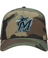 New Era Men's Camo Miami Marlins Woodland Team Pop 9FORTY A-Frame Adjustable Hat