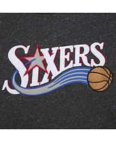 Mitchell & Ness Men's Black Philadelphia 76ers Hardwood Classics Blackout Collection Snow Washed Pullover Sweatshirt