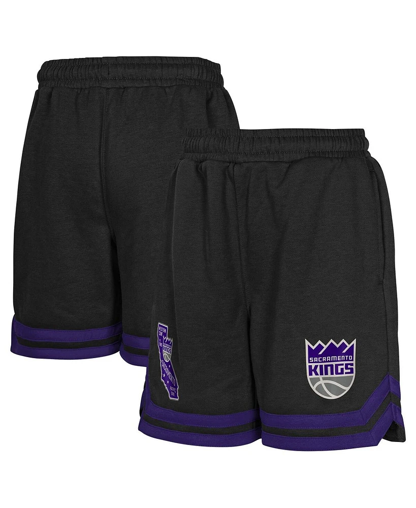 Outerstuff Big Boys and Girls Black Sacramento Kings Teardrop Fleece Shorts