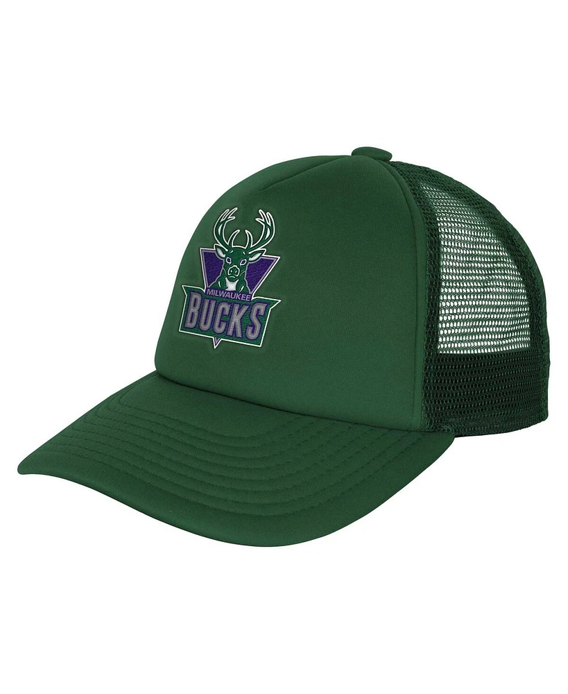 Mitchell & Ness Big Boys and Girls Hunter Green Milwaukee Bucks Core Evergreen Trucker Adjustable Hat