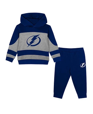 Outerstuff Toddler 2-Piece Blue/Heather Gray Tampa Bay Lightning Puck Hero Fleece Hoodie and Sweatpants Set