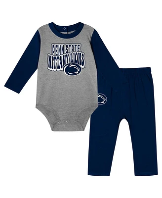 Outerstuff Baby Boys and Girls Navy Penn State Nittany Lions Double Up Long Sleeve Bodysuit Pant