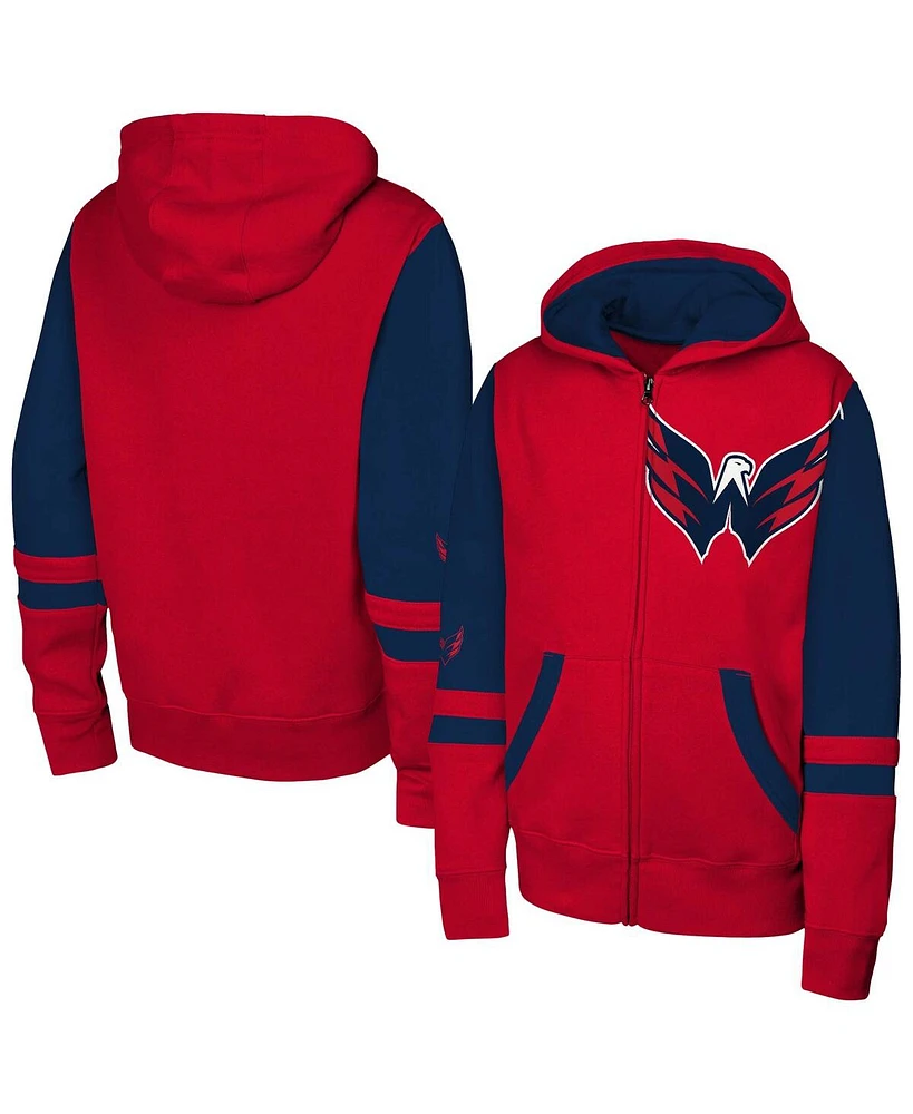 Outerstuff Big Boys and Girls Red Washington Capitals Face Off Full-Zip Hoodie