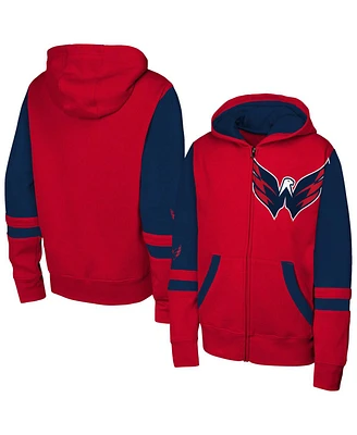 Outerstuff Big Boys and Girls Red Washington Capitals Face Off Full-Zip Hoodie