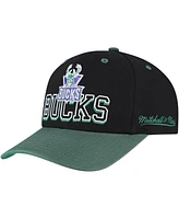 Mitchell & Ness Men's Black/Hunter Green Milwaukee Bucks Backside Script Two-Tone Pro Crown Adjustable Hat