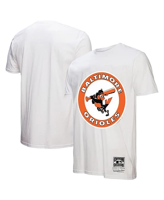 Mitchell & Ness Men's White Baltimore Orioles Cooperstown Collection Logo T-Shirt