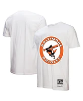 Mitchell & Ness Men's White Baltimore Orioles Cooperstown Collection Logo T-Shirt
