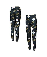 Concepts Sport Women's Black Pittsburgh Steelers Breakthrough Allover Print Knit Sleep Leggings
