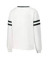 Concepts Sport Women's White Michigan State Spartans Borough French Terry Arch Over Long Sleeve T-Shirt