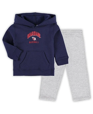 Outerstuff Baby Boys and Girls Navy/Heather Gray Cleveland Guardians Play by Pullover Hoodie Pants