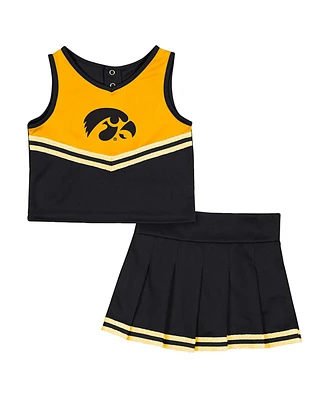 Colosseum Girls Toddler 2-Piece Black Iowa Hawkeyes Time For Recess Cheer Top and Skirt Set