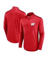 Fanatics Men's Red Wisconsin Badgers Quarterback Mock Neck Quarter-Zip Top