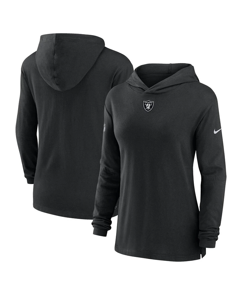 Nike Women's Black Las Vegas Raiders Sideline Performance Long Sleeve Hoodie T-Shirt