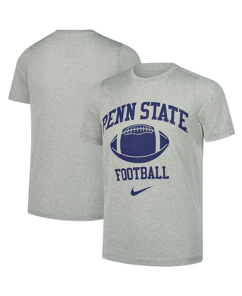 Nike Big Boys and Girls Penn State Nittany Lions Heather Gray Logo Legend Performance T-Shirt
