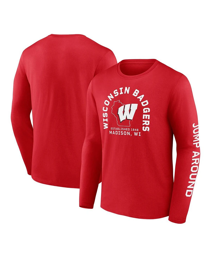 Fanatics Men's Red Wisconsin Badgers Fundamentals Cotton Winning Team Long Sleeve T-Shirt