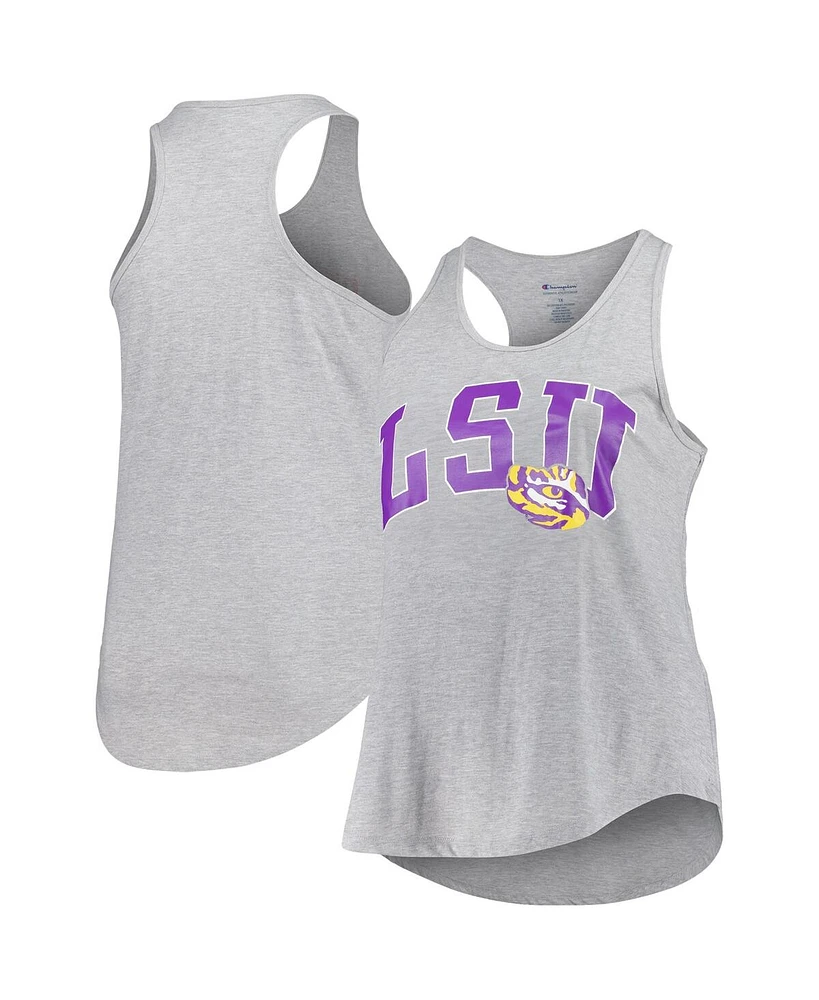 Profile Women's Heather Gray Lsu Tigers Arch Logo Racerback Scoop Neck Tank Top