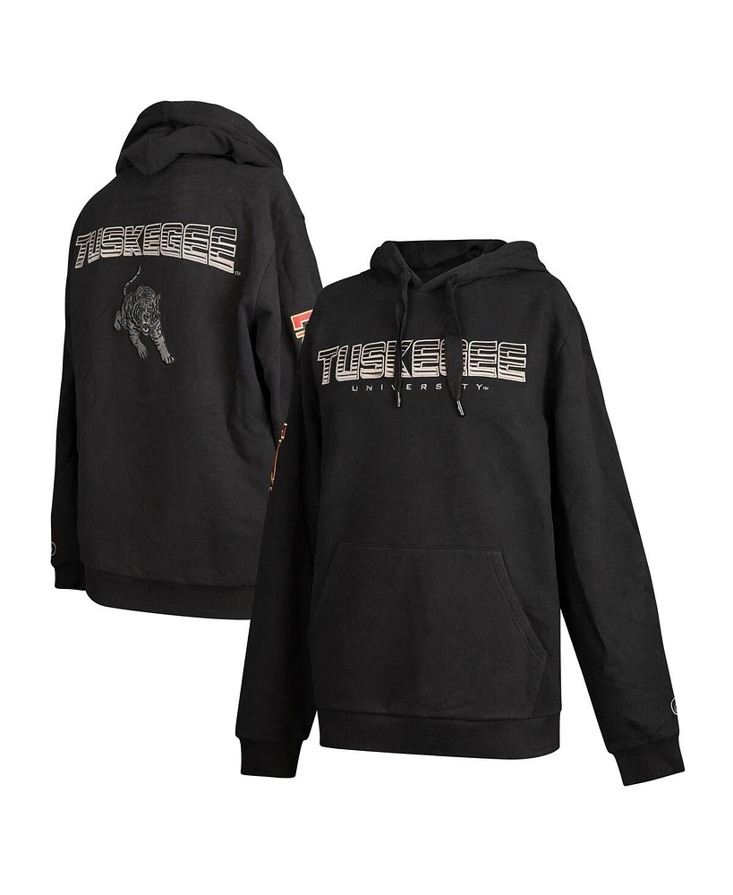Fisll Men's Black Tuskegee Golden Tigers Puff Print Sliced Pullover Hoodie