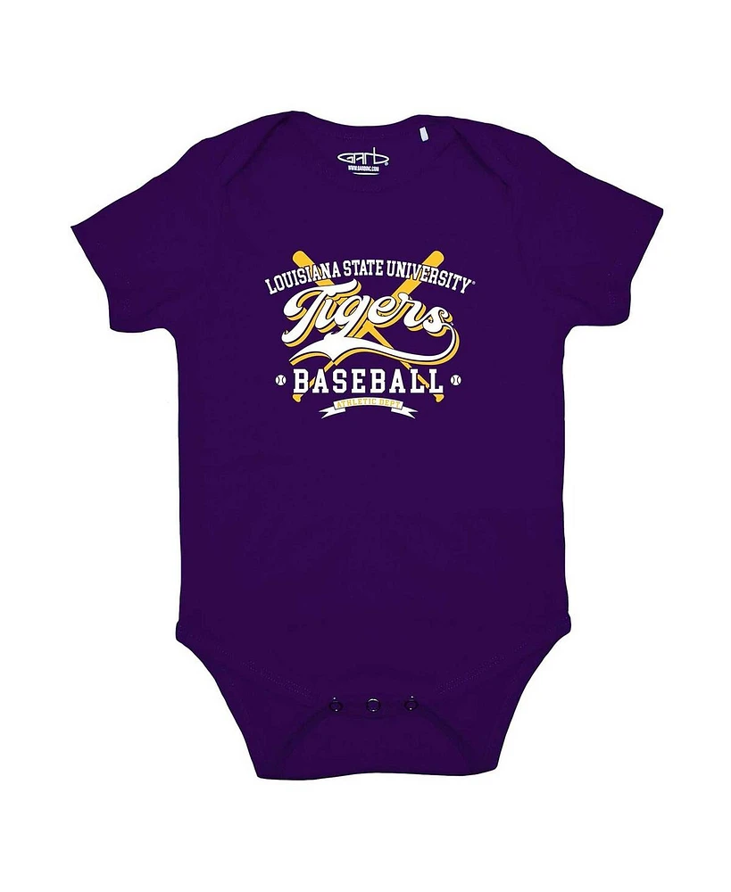 Garb Baby Boys and Girls Purple Lsu Tigers Otis Baseball Bodysuit