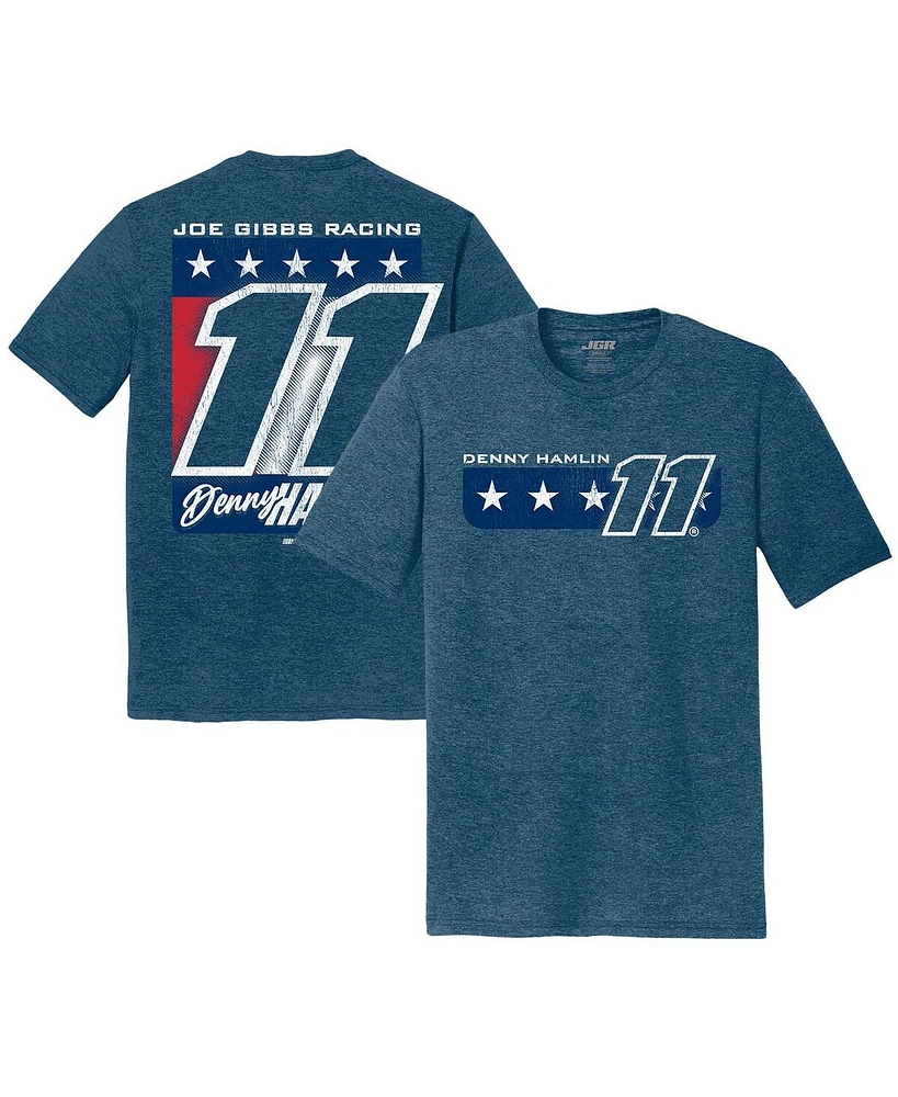 Joe Gibbs Racing Team Collection Men's Heather Navy Denny Hamlin Name Number Tri-Blend T-Shirt