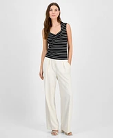 Bar Iii Women's Striped Knit Sweetheart-Neck Top, Exclusively at Macy's