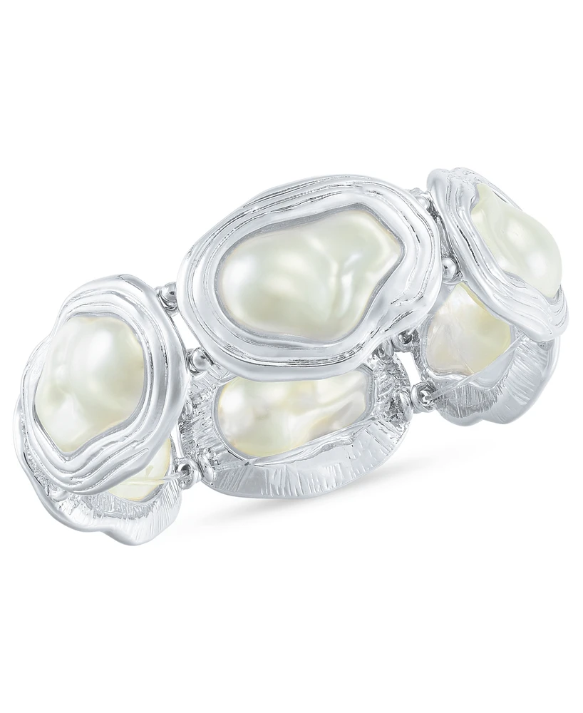 I.n.c. International Concepts Silver-Tone Mother-of-Pearl Stretch Bracelet, Exclusively at Macy's
