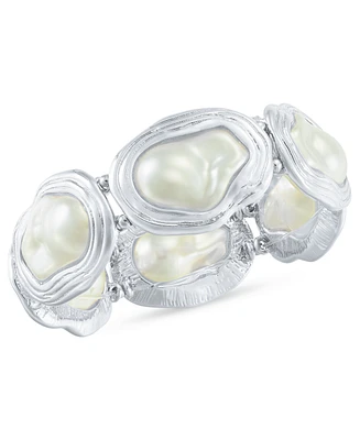 I.n.c. International Concepts Silver-Tone Mother-of-Pearl Stretch Bracelet, Exclusively at Macy's
