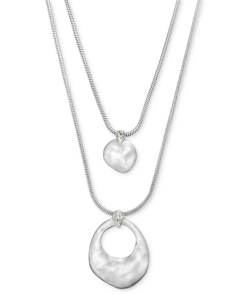 I.n.c. International Concepts Rhodium-Plated Crystal Sculptural Layered Pendant Necklace, 19-1/4" + 3" extender, Exclusively at Macy's