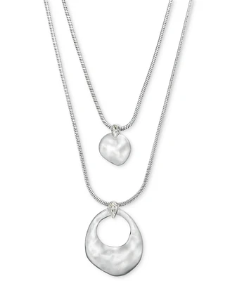 I.n.c. International Concepts Rhodium-Plated Crystal Sculptural Layered Pendant Necklace, 19-1/4" + 3" extender, Exclusively at Macy's