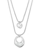 I.n.c. International Concepts Rhodium-Plated Crystal Sculptural Layered Pendant Necklace, 19-1/4" + 3" extender, Exclusively at Macy's
