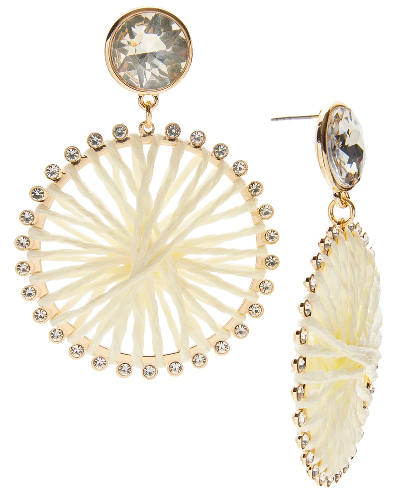 I.n.c. International Concepts Gold-Tone Crystal Raffia-Wrapped Drop Earrings, Exclusively at Macy's