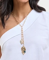 I.n.c. International Concepts Gold-Tone Color Crystal Shell Lariat Necklace, 18" + 3" extender, Exclusively at Macy's