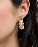I.n.c. International Concepts Gold-Tone Stone & Imitation Pearl J-Hoop Earrings, Exclusively at Macy's