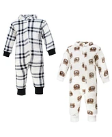 Hudson Baby Boys Plush Jumpsuits, Bear, 18-24 Months