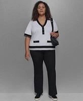 Karl Lagerfeld Paris Plus Size Polo Sweater Bootcut Pants