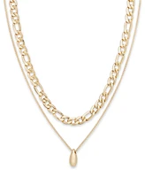 On 34th Gold-Tone Nugget Mixed Chain Layered Pendant Necklace, 18" + 3" extender, Exclusively at Macy's