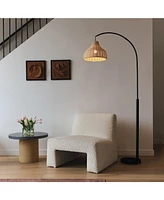 Lark 75 in. Boho Wicker Led Floor Lamp with Rattan Empire Shade