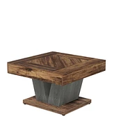 Tribesigns Square Coffee Table, Wood Coffee Table for Living Room, 31.5" Modern Center Table Cocktail Tea Table Accent Table, Rustic Brown & Black