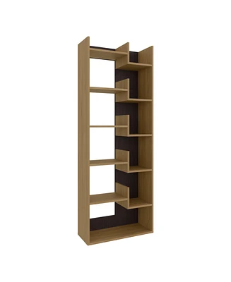 Hoodsport Bookcase, 11 Shelves, Natural Oak / Black Wengue