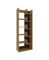 Hoodsport Bookcase, 11 Shelves, Natural Oak / Black Wengue