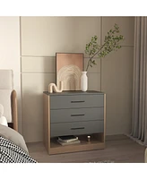 Artondale Dresser, 3 Drawers, 1 Shelf, Matt Gray / Natural Oak