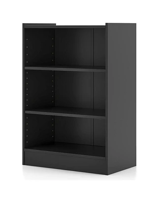 3-Tier Bookcase Open Display Rack Cabinet with Adjustable Shelves